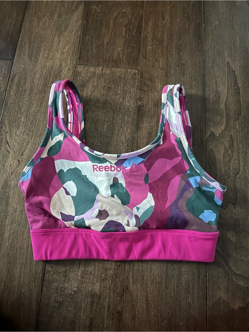 Reebok Pink Multicolor Camo Bikini Top